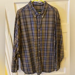 Faded Glory men’s collared button down shirt - purple and olive green plaid XXL